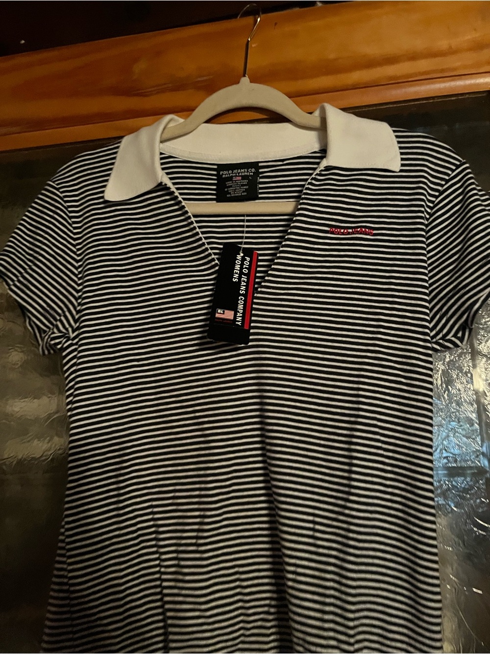 Vintage 2003 Y2K Polo by Ralph Lauren Navy & White Striped Short Sleeve Polo